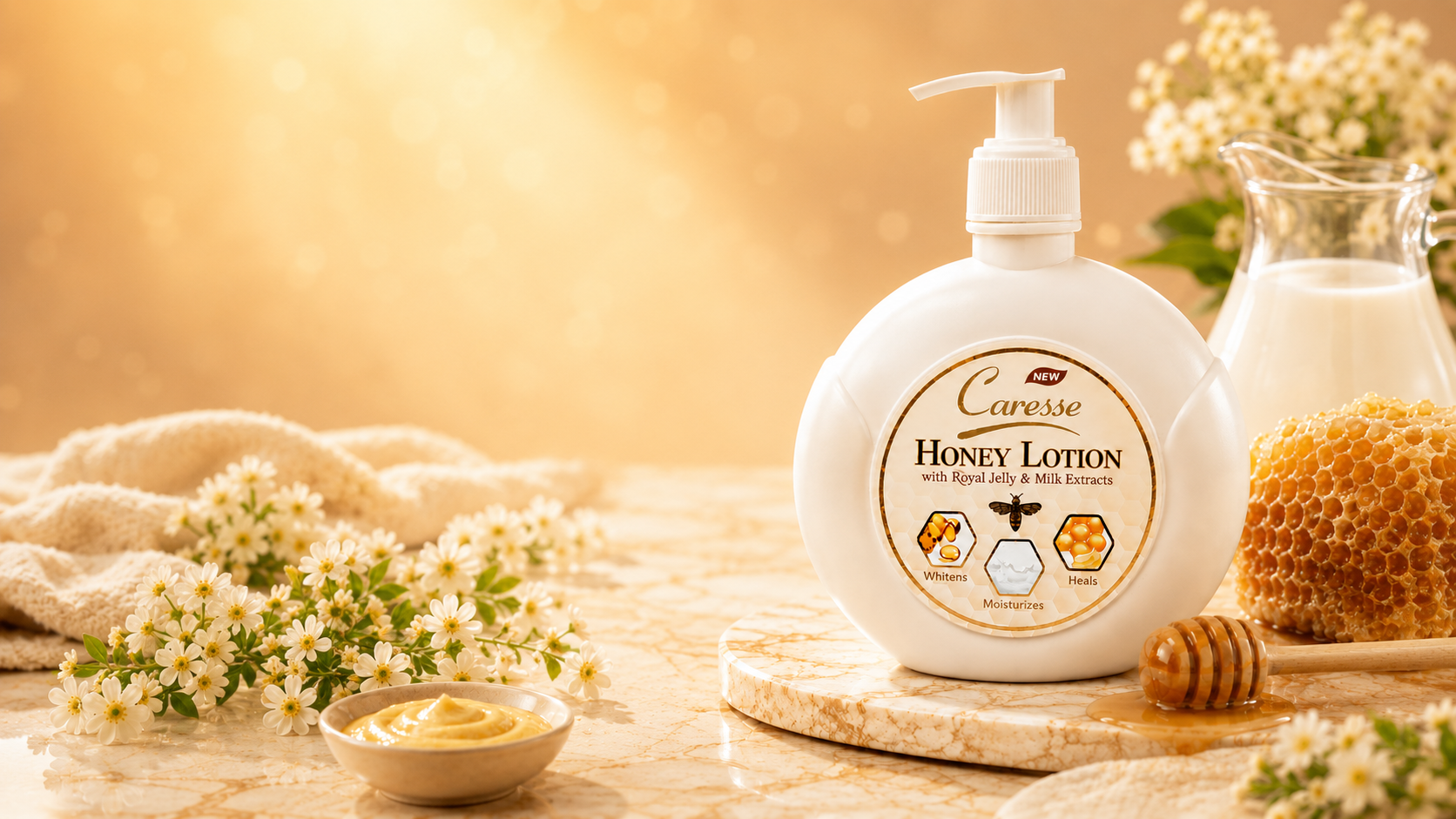 Caresse Honey Lotion with Royal Jelly and Milk Extracts