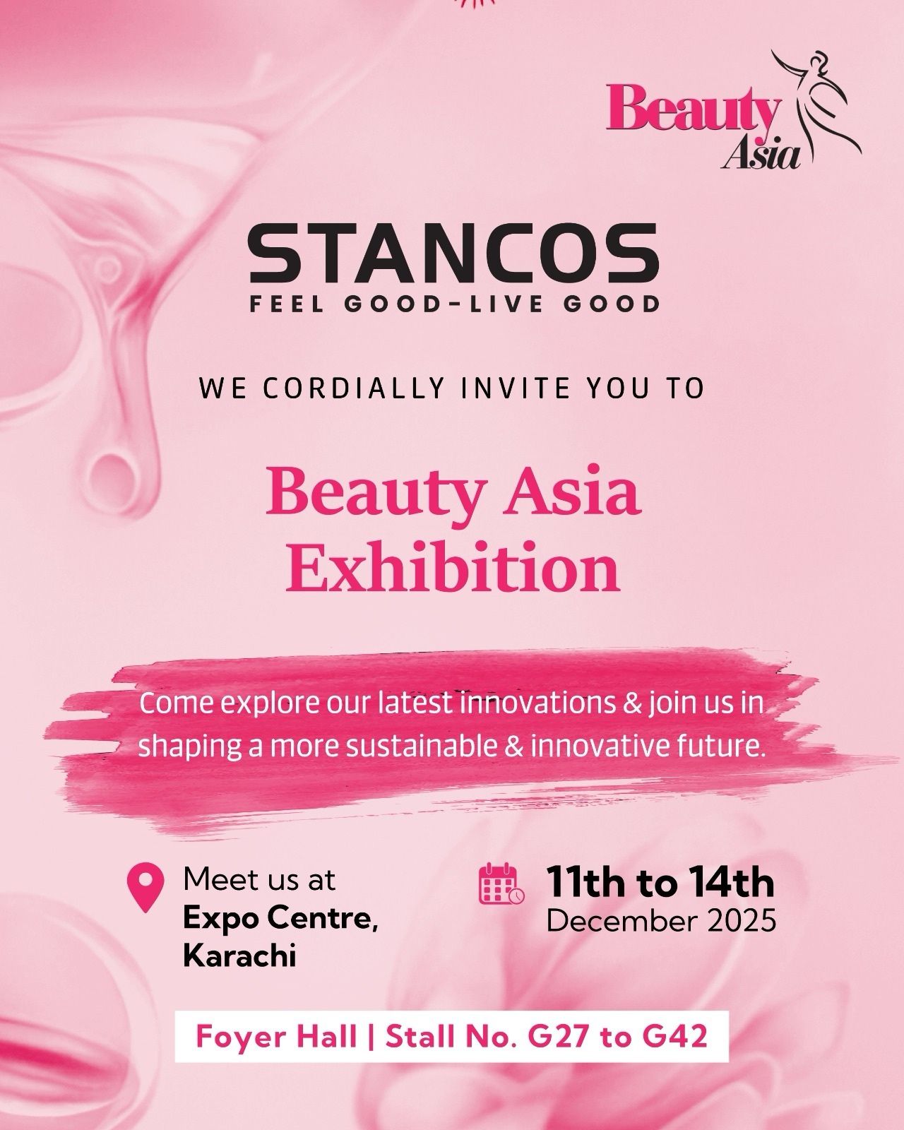 STANCOS invitation for Beauty Asia Exhibition 2025 at Expo Centre Karachi